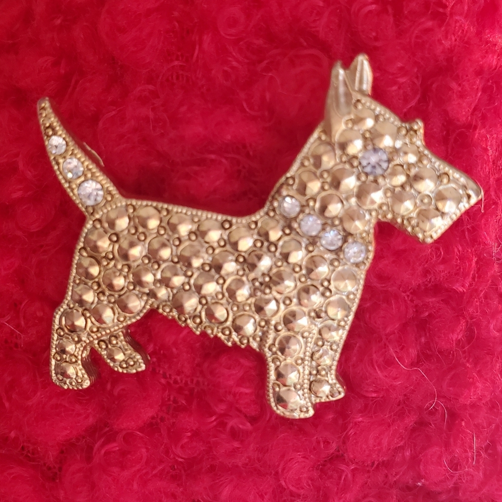 Vintage scottie terrier dog pin with rhine…